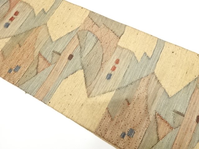 JAPANESE NAGOYA OBI / TSUMUGI / WOVEN ABSTRACT / BY IZUKURA